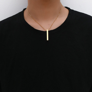 Colliers avec pendentif rectangulaire en acier inoxydable 316l plaqué or rose personnalisé avec <span class=keywords><strong>nom</strong></span>, personnalisation au laser, bijoux pour animaux de compagnie, hommes, garçons - Product Image 5