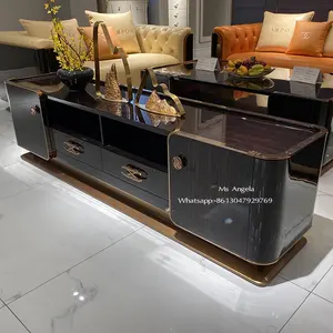 Nuovo disegno tv stand 2020 soggiorno porta tv mobili moderni in legno massello di ebano impiallacciatura tv supporto da tavolo con cassetto