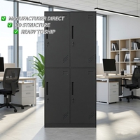Casier de rangement en acier à 4 portes avec serrure à clé, grande capacité, pour école, bureau et salle de sport, robuste et durable, directement du fabricant