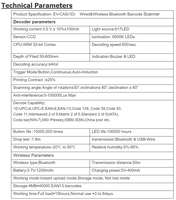 1D scanner de codes à barres à dents bleues CCD lecteur de codes à barres portatif usine de supermarché sans fil 1d scanner de codes à barres à dents bleues