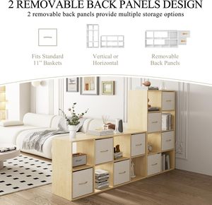 Étagère cube en bois massif pour livres avec cadre et bac, étagère verticale ou horizontale, pour <span class=keywords><strong>chambre</strong></span>, salon, bureau, étagères ouvertes - Product Image 3