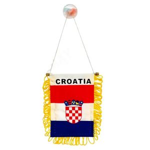 Drapeau suspendu pour tournoi de football 2026, mini drapeau de voiture de la Coupe du Monde de football, à fixer sur rétroviseur avec ventouse, à franges dorées, double face - Product Image 2