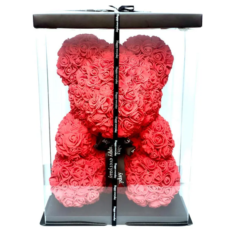 Inunion nhà máy bán buôn Valentine của ngày bạn gái món quà 40cm bọt màu Đỏ Gấu bông hồng gấu với hộp