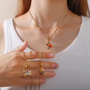 Cute Versatile Heavy Industry Design <strong>Necklace</strong> New Vintage Style Dripping Oil DIY Girls <strong>Fox</strong> Pendant <strong>Necklace</strong> - Product Image 4