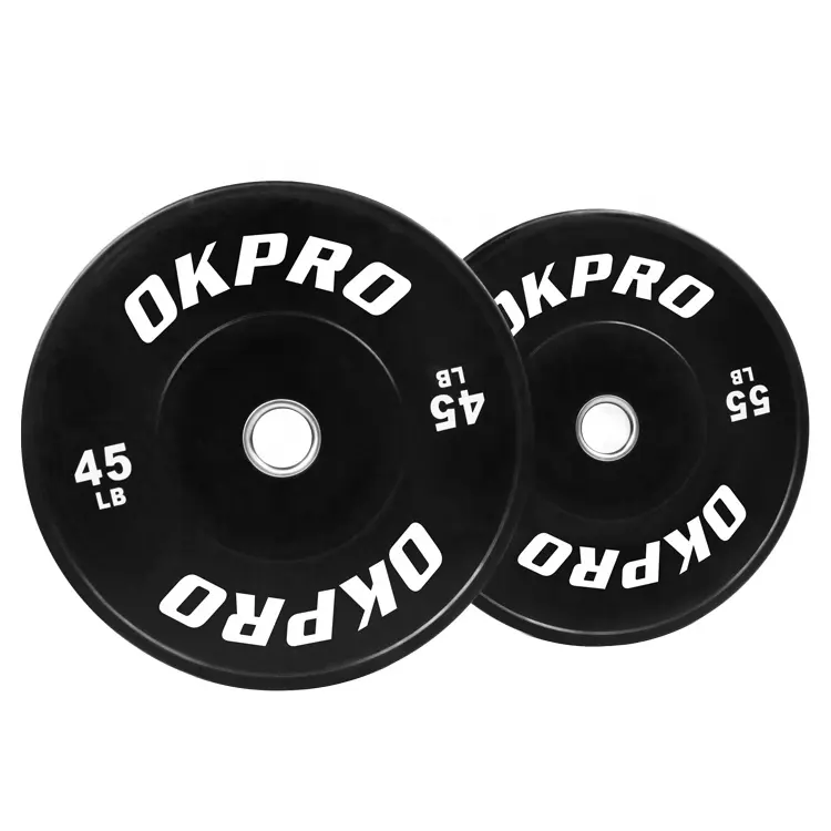 رفع الأثقال OKPRO Gym لوحات الأثقال اللياقة البدنية المنافسة المطاط الوفير لوحات LBS