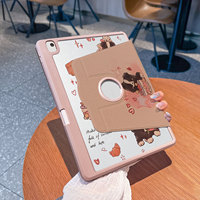 Étui pour iPad rotatif à trois volets personnalisable à 720 °, housse de tablette à motif de dessin animé mignon avec support pour stylo