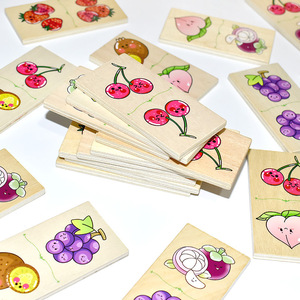28-Pieces Animal Fruits Puzzle Kindergarten Shape Domino Set Early Educational Teaching Wooden Toys for Kids Boys Girls - Product Image 5