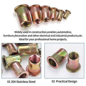 1000 पीसी स्टेनलेस स्टील जस्ता प्लेटेड मीट्रिक रिवेट नट किट पूरी तरह से थ्रेडेड फ्लैट हेड के साथ औद्योगिक उपयोग के लिए - Product Image 5