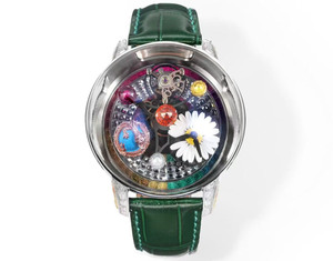 Montre-bracelet mécanique automatique haut de gamme de qualité supérieure, <span class=keywords><strong>série</strong></span> Petite Marguerite, avec saphir rond, squelette et tourbillon, étanche - Product Image 5