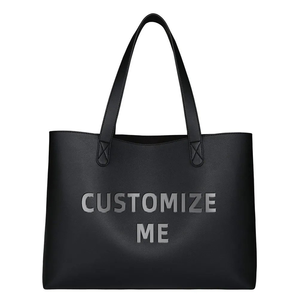 Custom Logo Big Purses and Handbags Black Bags Women Handbags Private Label Shoulder Embossed Large Leather Tote Bags for Women