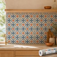 Autocollant mural auto-adhésif imprimé UV motif carrelage méditerranéen pour la décoration de la maison, de la cuisine et de la salle de bain 40cm X 100cm