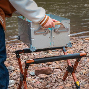 Support pliable pour seau à glace en alliage d'aluminium 50x37.5x37 cm, support de rangement portable pour camping en extérieur, cadre métallique pliable - Product Image 1