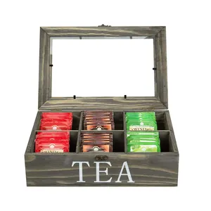 OEM & ODM定制标志八格咖啡袋盒水彩形状松木茶盒