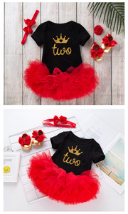 Trajes de 1 ° cumpleaños para bebé, vestidos de 1 año para niña, pelele para fiesta de cumpleaños para niño, tutú de bautizo, <span class=keywords><strong>traje</strong></span> de 4 Uds. - Product Image 6