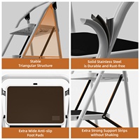 Échelle pliable en acier EN 131 de 330 lb avec pédale antidérapante, design moderne, pour extérieur, salle de bain, cuisine, escalier, appartement, entrepôt