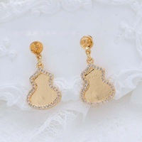 Nouvelles boucles d'oreilles clous en forme de calebasse et de fleur, style chinois, faites à la main, exquises, avec support vide pour perles DIY, unisexe, pour usage quotidien