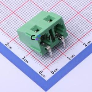 DB128R-7.62-2P-GN-S Screw Terminal Block Bent Lead Through Hole,P=7.62mm Connector 1x2P 7.62mm Green Right Angle Insert - Product Image 2