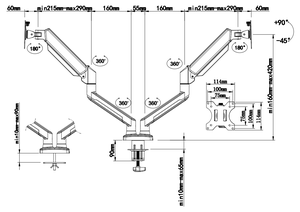 热卖铝制台式支架，带双长臂和三气弹簧液晶显示器笔记本电脑支架 - Product Image 2