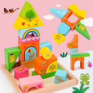 Jouets éducatifs Montessori pour bébés, petits blocs empilables en forme <span class=keywords><strong>de</strong></span> <span class=keywords><strong>château</strong></span>, blocs <span class=keywords><strong>de</strong></span> construction à motifs pour enfants - Product Image 1