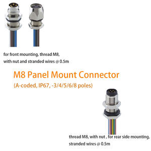 <span class=keywords><strong>Connecteur</strong></span> M8 à montage sur panneau : Code B, mâle/femelle, <span class=keywords><strong>3</strong></span>/4/5/6/8 <span class=keywords><strong>pôles</strong></span>, versions droite et angulaire, IP67, peut être testé IP68 - Product Image 3