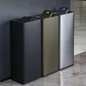 Porte-papier toilette en acier inoxydable avec couvercle à charnière, grande taille, adapté aux bureaux, aux halls et aux couloirs, à déchiquetage direct - Product Image 1