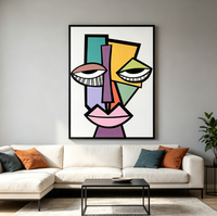 Peinture abstraite sur toile verticale, art mural, nature morte, dessin animé, impression numérique, géométrique coloré, imperméable, respectueux de l'environnement