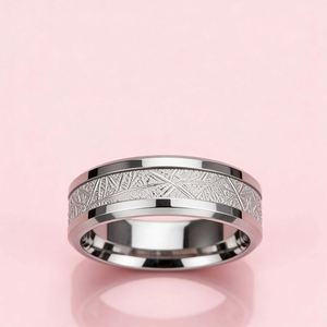 Anneau en acier inoxydable avec surface en tungstène brossé de 8 mm pour couples, femmes, hommes, bijoux, accessoires de mariage - Product Image 5