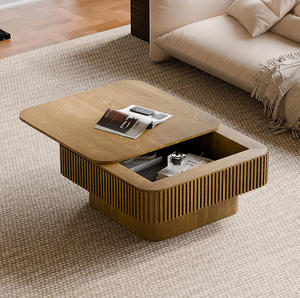 Modern Square Coffee <b>Table</b> with Storage Wood Material for Living Room and Hotel Use - Product Image 1