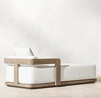 Chaise longue d'extérieur en bois massif résistant aux intempéries et imperméable pour jardin, villa, hôtel, terrasse, piscine, mobilier de loisirs extérieur