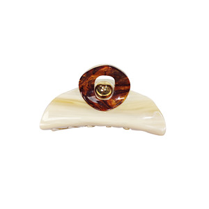 ZiTeng Retro Luxury Women's Hair Claws Heavy-Duty Grueso Acetato Bola de metal Color de grano de madera Cierre a presión Clip de tiburón de gama alta - Product Image 6