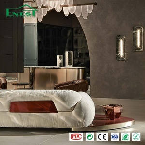 Canapé d'angle incurvé de luxe, design moderne, en bouclette, avec éclairage <span class=keywords><strong>LED</strong></span>, forme minimaliste, pour salon de villa - Product Image 3