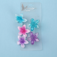Nouvelles pinces à cheveux en plastique TAIMENG, design floral hawaïen frangipanier et hibiscus, pour femmes, rose/violet/bleu brillant