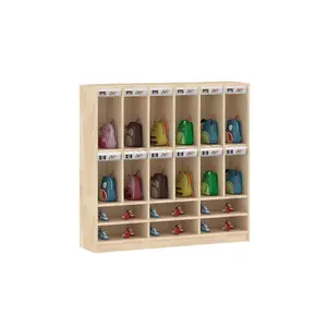 Kindergarten furniture solid wood schoolbag cabinet toy cabinet wooden furniture