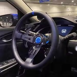 <span class=keywords><strong>Volant</strong></span> de course à 3 rayons en <span class=keywords><strong>cuir</strong></span> véritable de 13 pouces à dégagement rapide concave profond 320mm Distance universelle des trous 70mm - Product Image 2