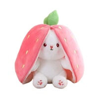 Peluche de Conejo de Pascua de Tamaño Personalizado, Juguete Creativo de Conejo Transformado en Zanahoria con Diseño de Fresa