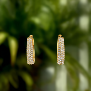 Orecchini a Cerchio E2354 in Oro per Donna, con Cristalli e Strass, Gioielli di Lusso per Uso Quotidiano - Product Image 2