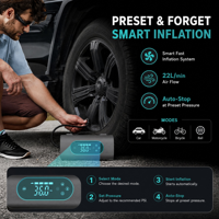 Démarreur de Voiture d'Urgence 12V avec Pompe à Air Intégrée, Affichage Numérique, Démarreur Portable Haute Puissance et Compresseur d'Air