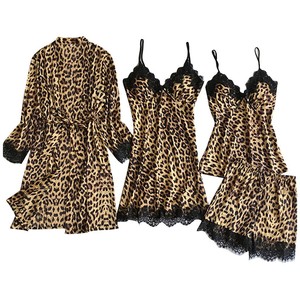 Conjunto de dos piezas de ropa de estar por casa de imitación de seda negra, estilo europeo y americano, a la moda y cómodo, al por mayor. - Product Image 2