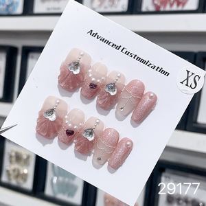 Ongles de luxe bling faits à la main manucure française sur 10 pièces vente en gros d'usine de manucure acrylique à la mode - Product Image 4