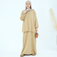 Ensembles musulmans d'hiver pour femmes du Moyen-Orient, tenue modeste en 2 pièces, sweat-shirt en tricot épais, haut et jupe, costume islamique, tenue abaya