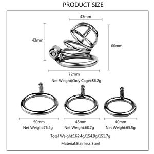 <span class=keywords><strong>Cage</strong></span> de chasteté en acier inoxydable pour hommes, jouets sexuels courts en métal SM pour hommes, dispositif de verrouillage du pénis pour la conquête des désirs sexuels - Product Image 2