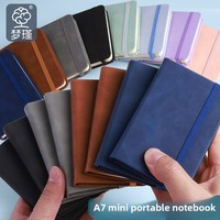 Mini carnet A7 compact et portable avec une petite pochette, couverture en papier épais, papier Dowling résistant à l'eau, finition aspect peau