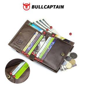 BULLCAPTAIN <b>Mens</b> Genuine Leather Blocking RFID <b>Wallet</b> Bifold Money Credit Card Holder Purse <b>Wallet</b> <b>for</b> Man Zipper Coin Purse - Product Image 4