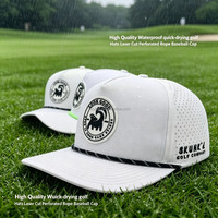 Gorra de Golf de 5 Paneles con Logotipo Personalizado OEM, Transpirable, de Secado Rápido, Corte Láser, Impermeable, Perforada, con Cuerda, para Deportes al Aire Libre