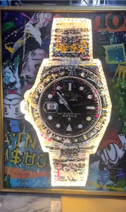 Décoration d'intérieur moderne : Tableau lumineux LED en porcelaine effet cristal diamant, Horloges tendance, <span class=keywords><strong>Art</strong></span> encadré imprimé pop style graffiti mural urbain - Product Image 2
