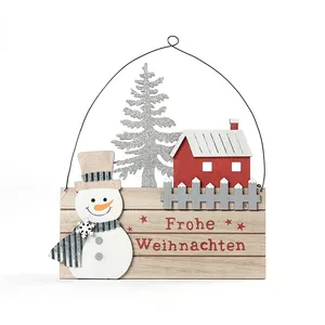 2020 חג מולד קישוט עץ פנל עם snowmansilver עץ תליית בית קישוטים