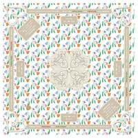 Tapis de Mahjong Bohème Bleu Foncé à Motifs Floraux en Forme de Cœur avec Instructions, Protection de Table Carrée Antidérapante