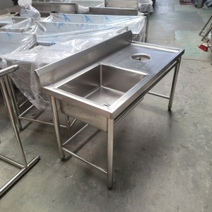 Évier de cuisine professionnel en acier inoxydable le plus vendu avec support et trou de collecte des déchets - Product Image 2