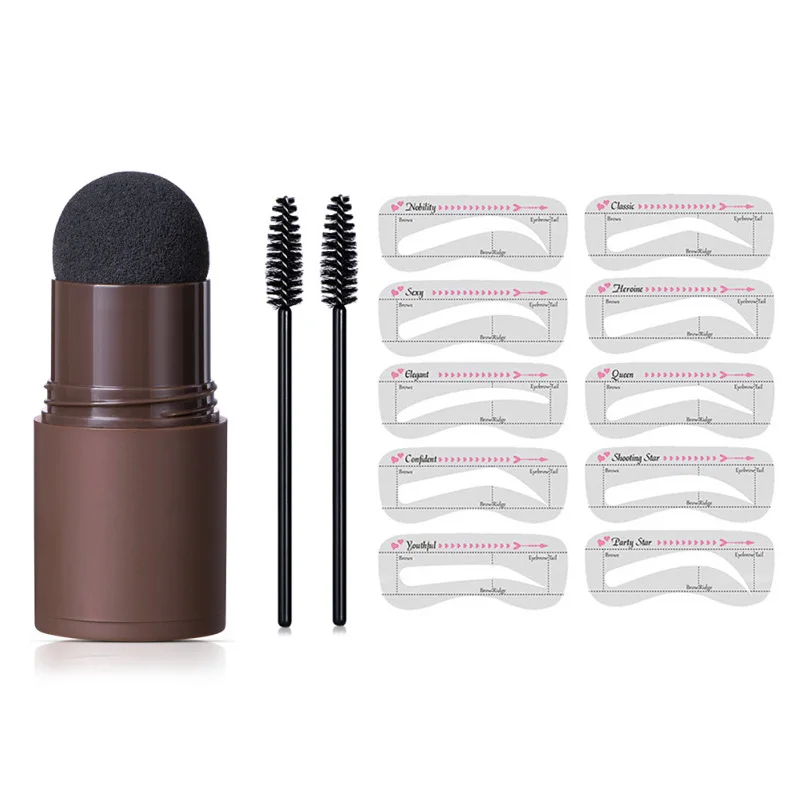 Brown Color Brow Stamp Kit Waterproof Private Label Eye Makeup One Step Brow Stamp Stencils Eyebrow Stamp and Shaping Kit