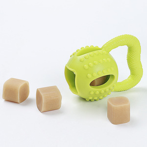 Jouets à mâcher écologiques pour chiens, interactifs et éducatifs, carrés, en TPR, résistants aux morsures, pour le nettoyage des dents molaires, saveur poulet, boule de fromage - Product Image 3